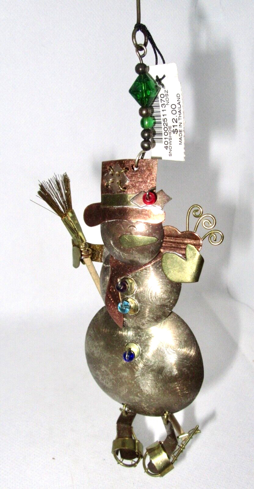 Large 5″ Mixed Metals Hanging Snowman w Sandals Ornament – Orig. Tag