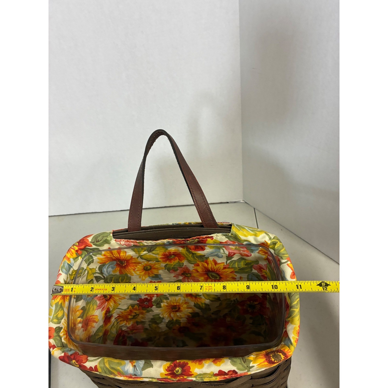 Longaberger 2008 Hanging Basket Dark Brown Sunflower Liner & Protector USA Made
