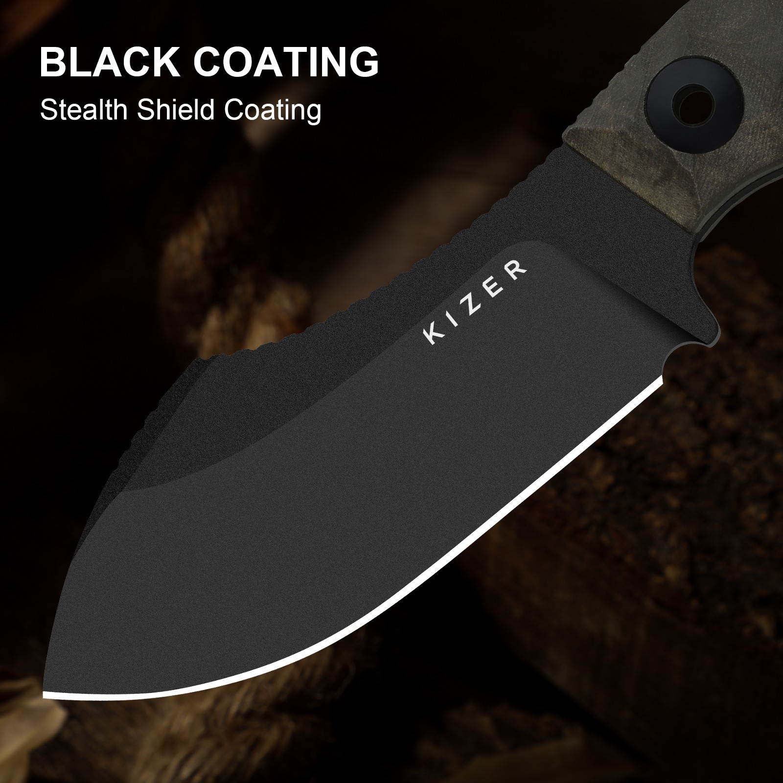 Kizer Rook Fixed Knife 10V Blade Richlite® Handle With Sheath 1090A1 Camping