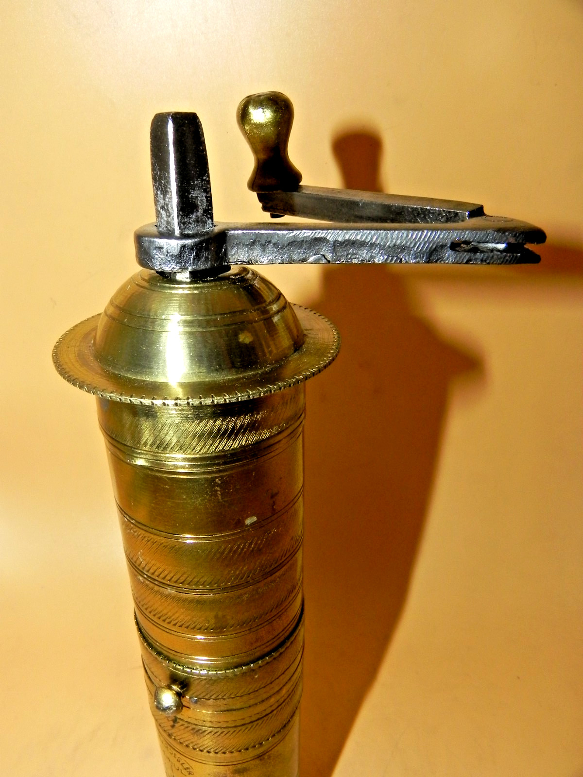 Traditional Handmade Turkish Brass Engraved Pepper Mill Grinder.