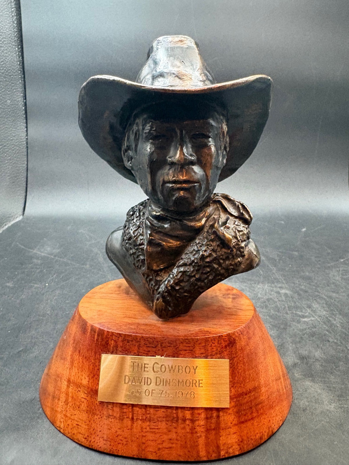 Vintage David Dinsmore “The Cowboy” Bronze Sculpture LE 5/75 X FBI Convention