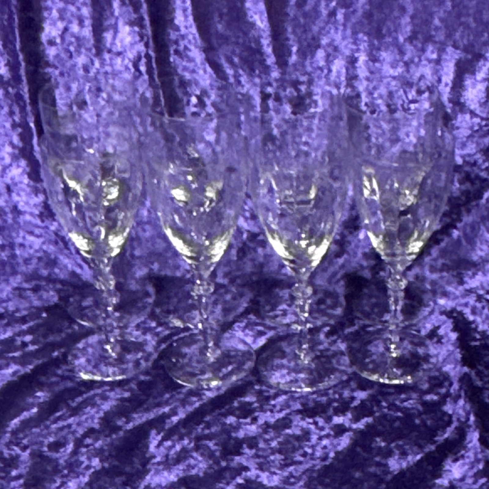 Vintage Set of 8 Etched Champagne Flutes Stemmed Clear Glass Wedding Toast Glass