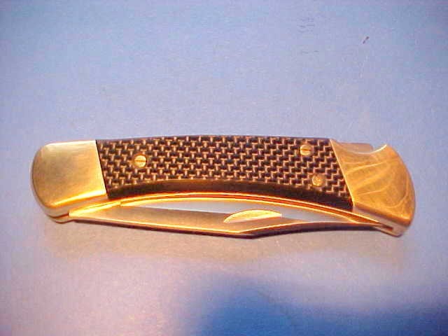 CUSTOM BUCK 110 KNIFE FAMILY EDITION CARBON FIBER HANDLE TIN BOX PIN SHEATH CARD