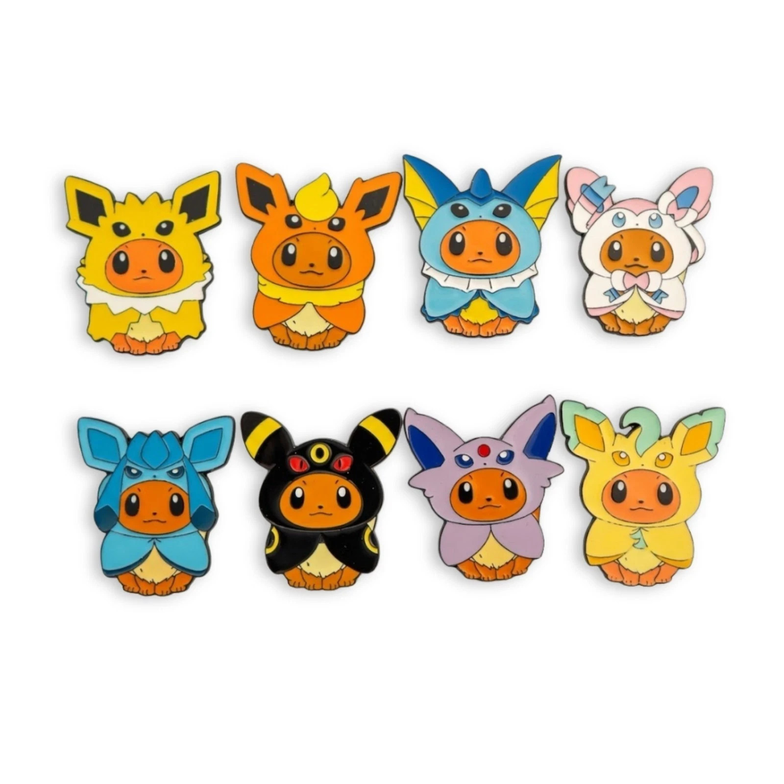 Pokemon Eevee Evolution Enamel Pin Set Dangle Tail Poncho Eeveelution Collectibl