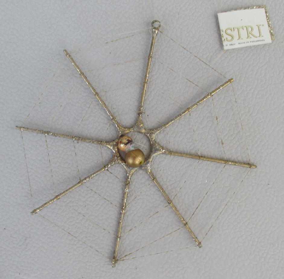 Gold Metal Spider Web Ornament By Silvestri ~ Halloween/Christmas ~ 5″