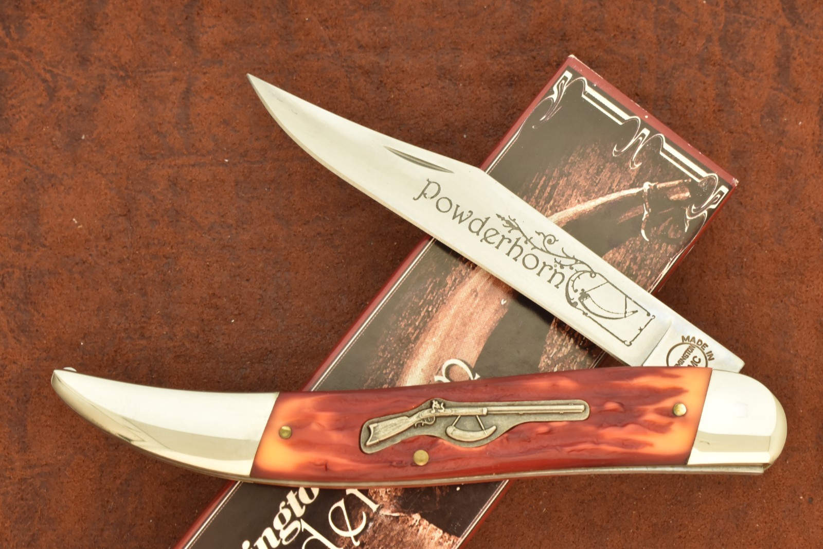 REMINGTON UMC MADE IN USA POWDERHORN LONG RIFLE JUMBO TOOTHPICK KNIFE (34099)