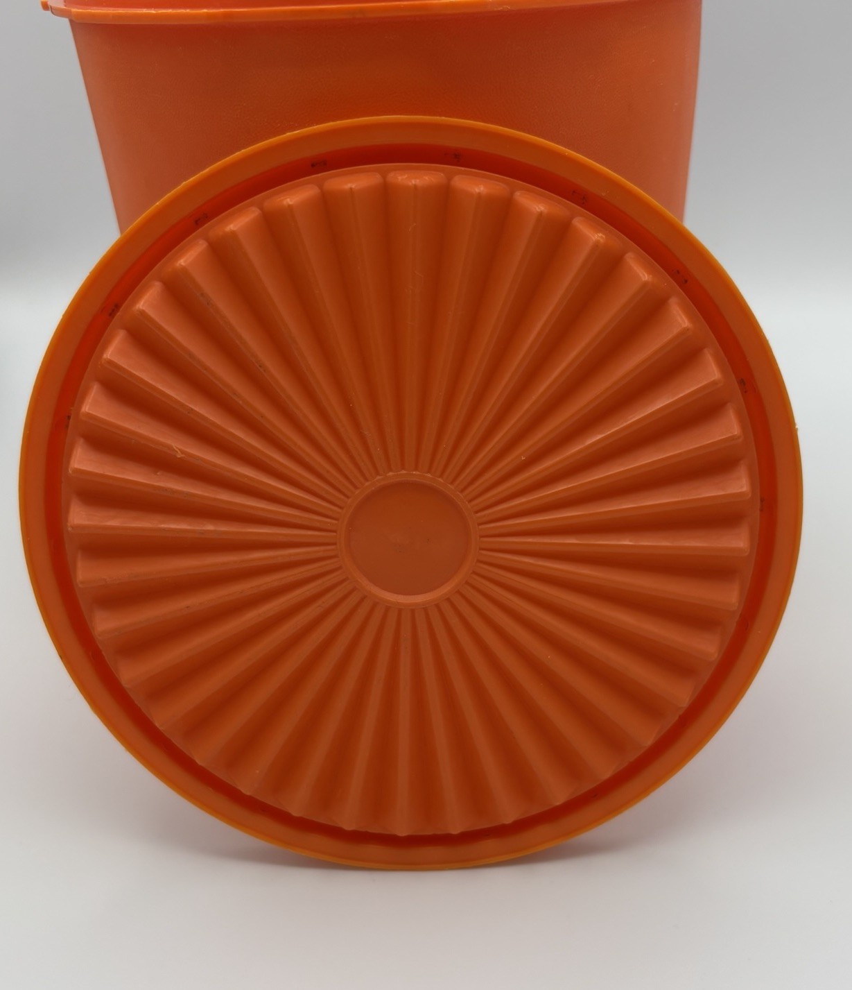 Tupperware Container, Harvest Orange Vintage 7 Inches Tall 5 1/2 Wide