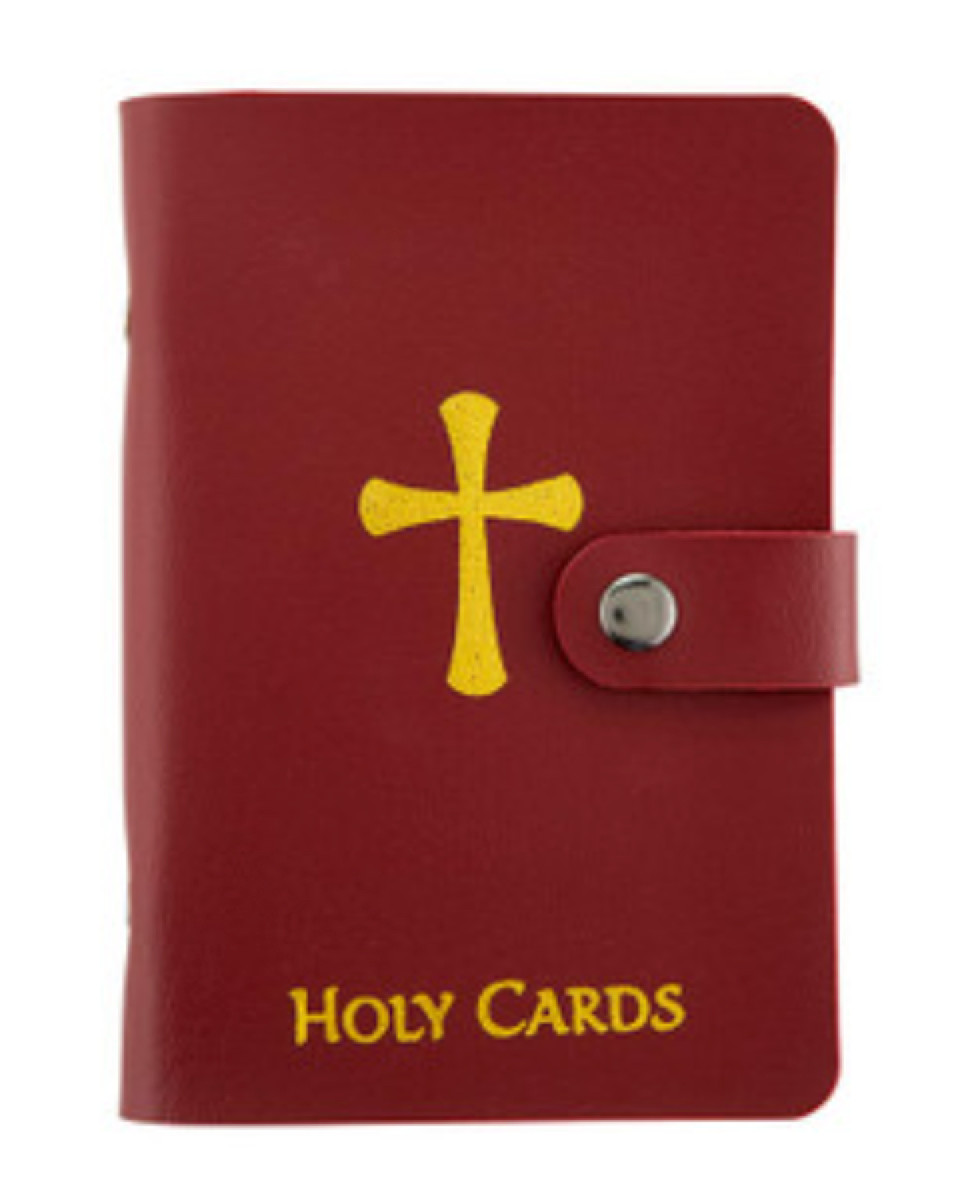 Holy Card Holder 5.25″Maroon Booklet, New #AB-035