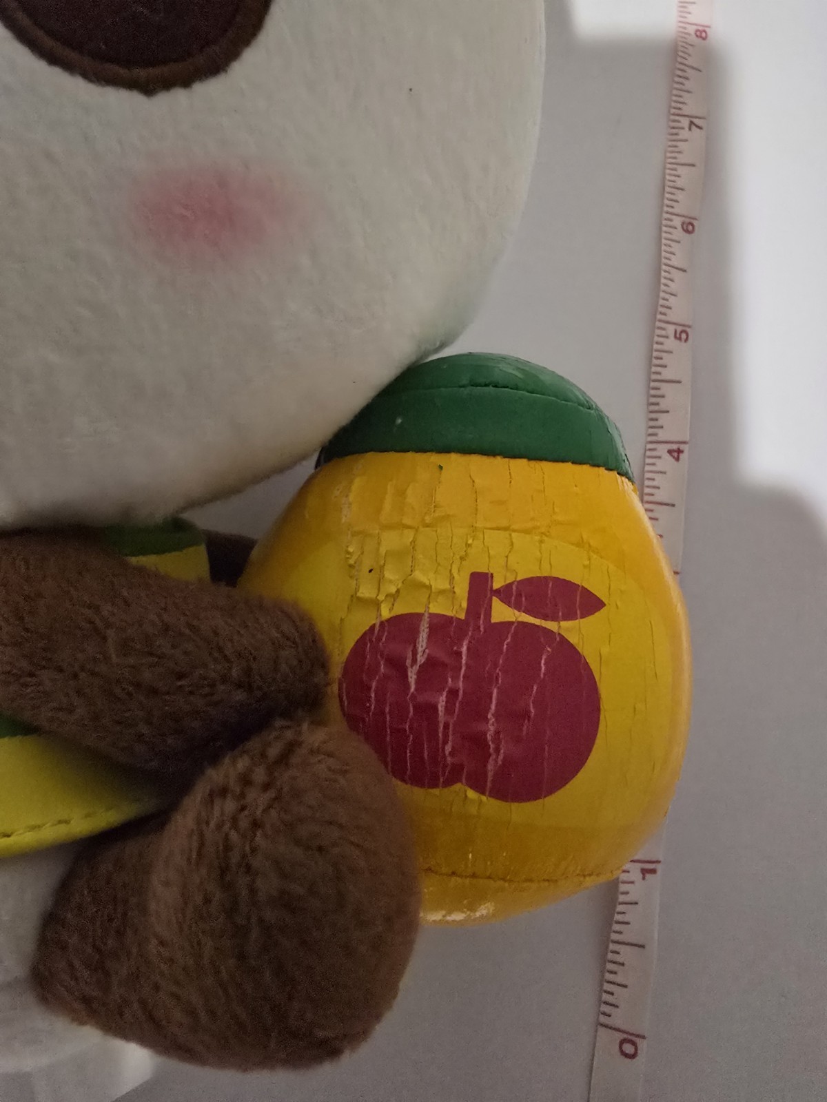 Sanrio Pandapple Panda Bear With Apple Jar Plush vinyl jar has tear