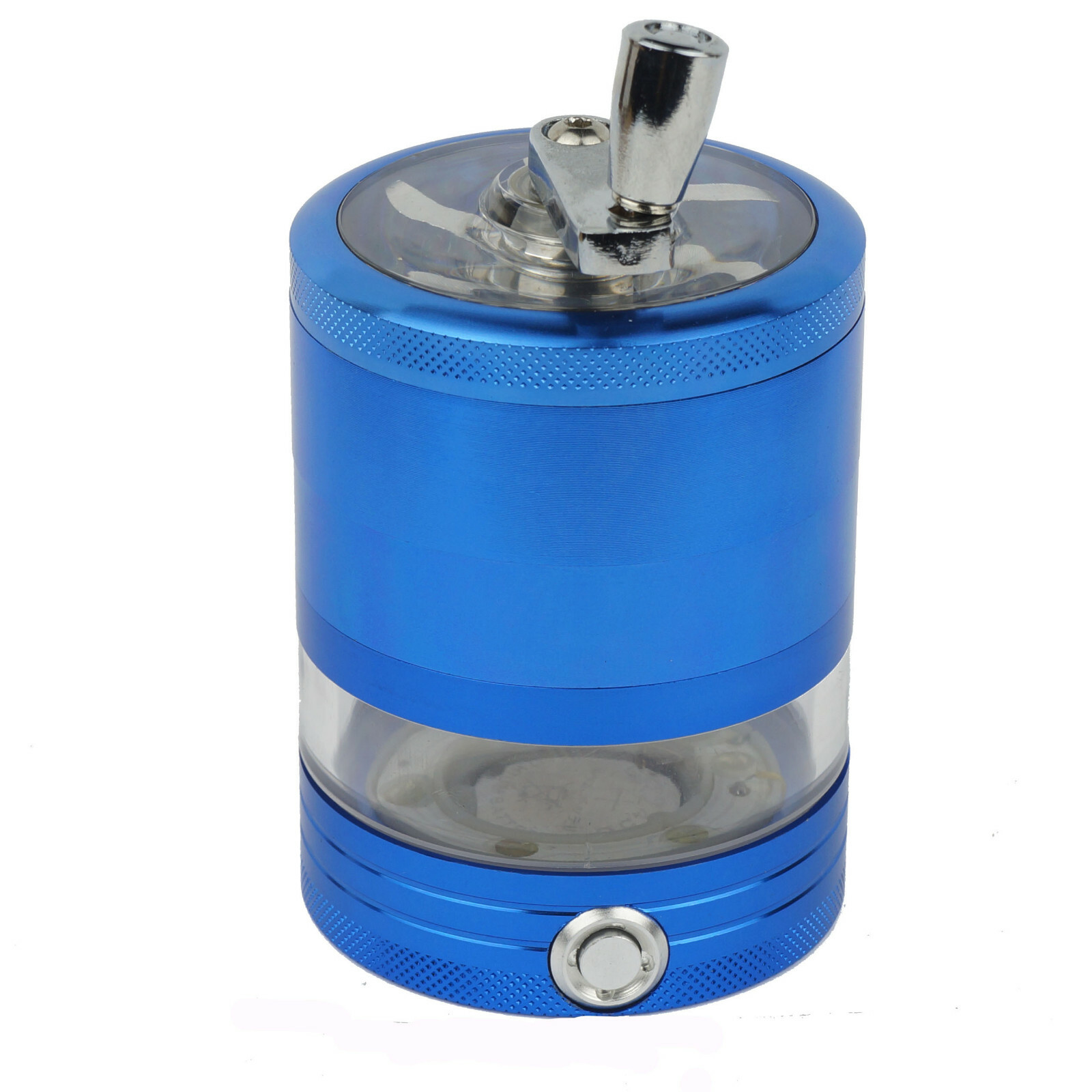 2.5″ CNC Aluminum 4 Piece LED Hand Crusher Herb Grinder Blue Color USA SELLER