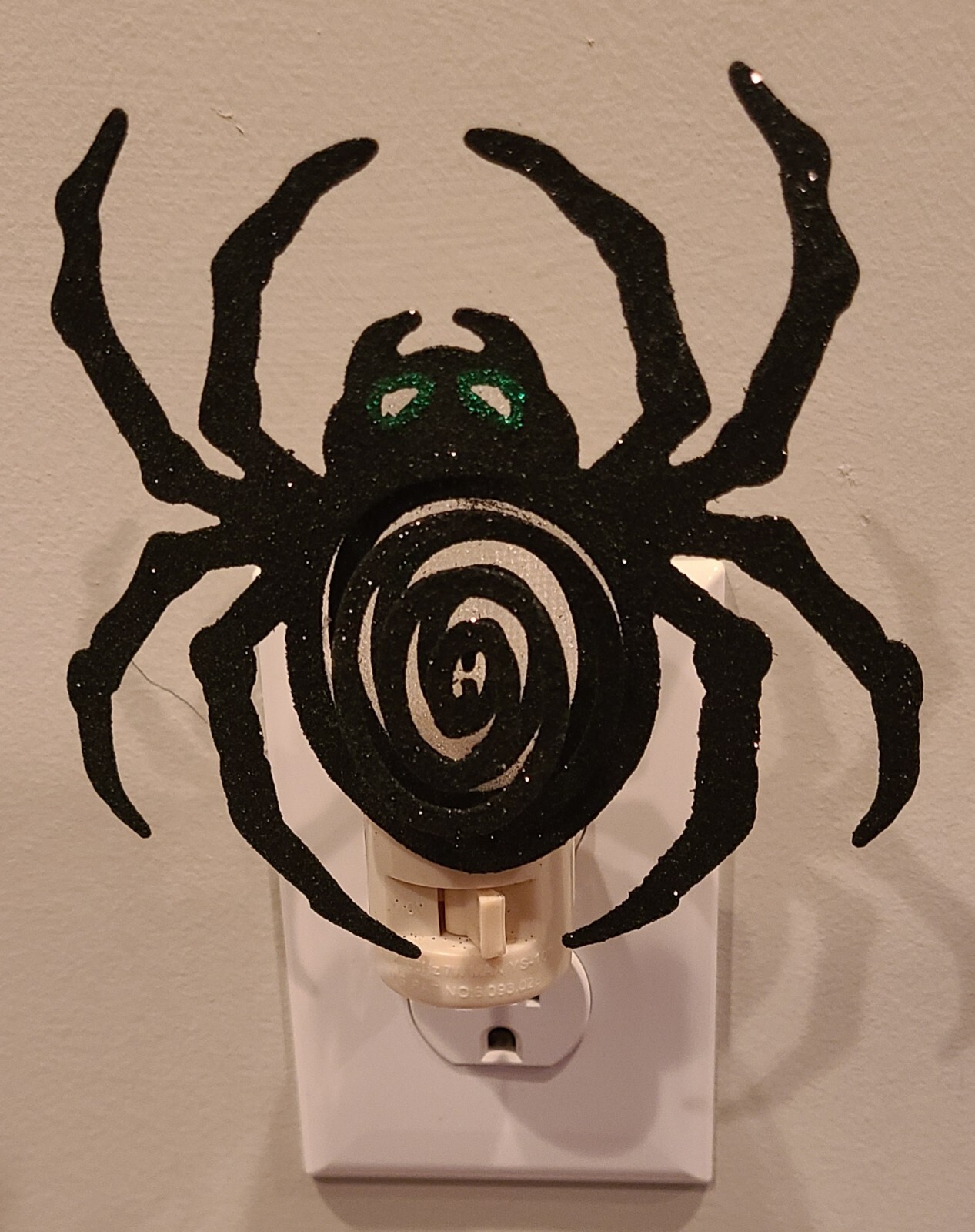Halloween Night Light Spider Electric 6″ Plug In Set MINT Cond TESTED