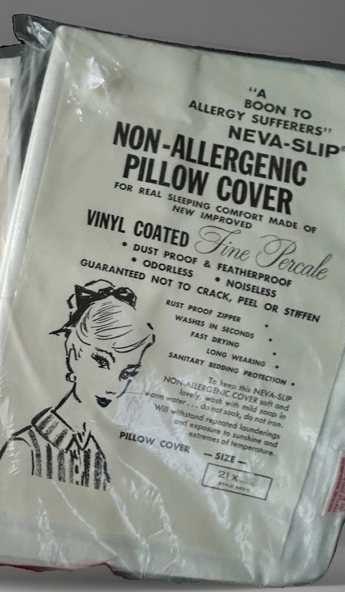 2 Vintage Percale & Vinyl Non-Allergenic Pillow Case Covers In Original Packages