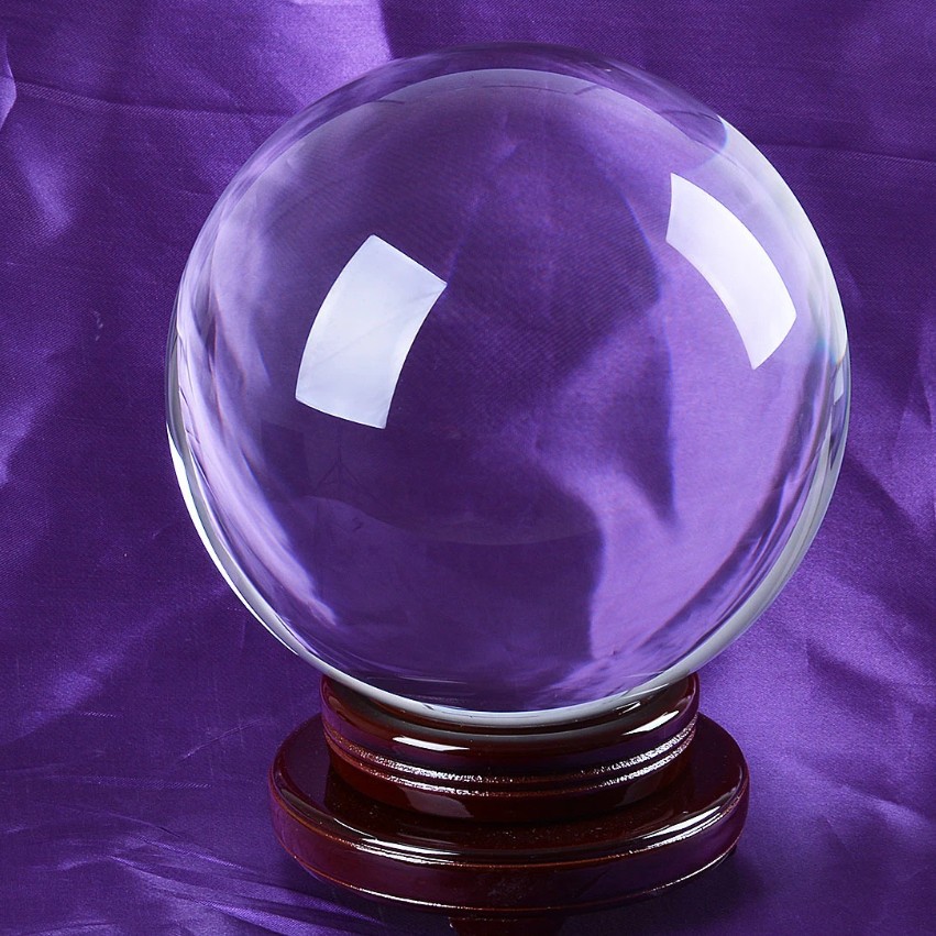 LONGWIN 200MM Clear Crystal Ball Meditation Glass Sphere Photo Prop Free Stand