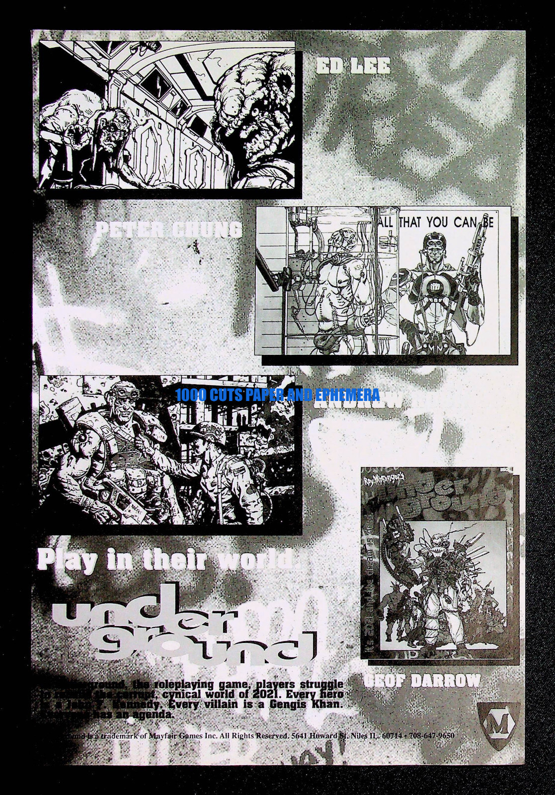 Underground MGI Mayfair Games 1995 Trade Print Magazine Ad Poster ADVERT