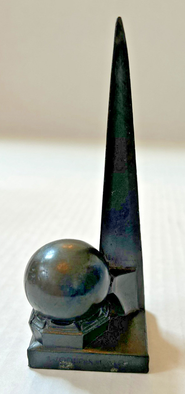 1939 New York NY World Fair Trylon Perisphere Spelter Metal Souvenir 4.5 In