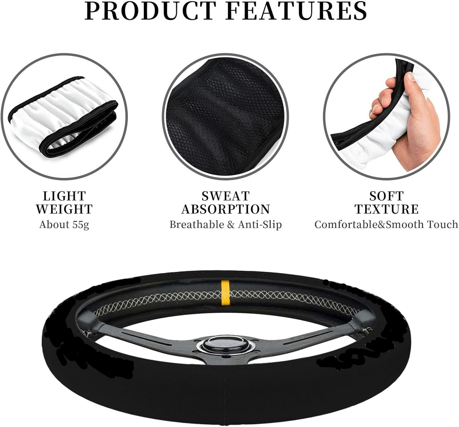 15″ Non Slip Dodge Durango Steering Wheel Cover Universal Fit for Car SUV Truck