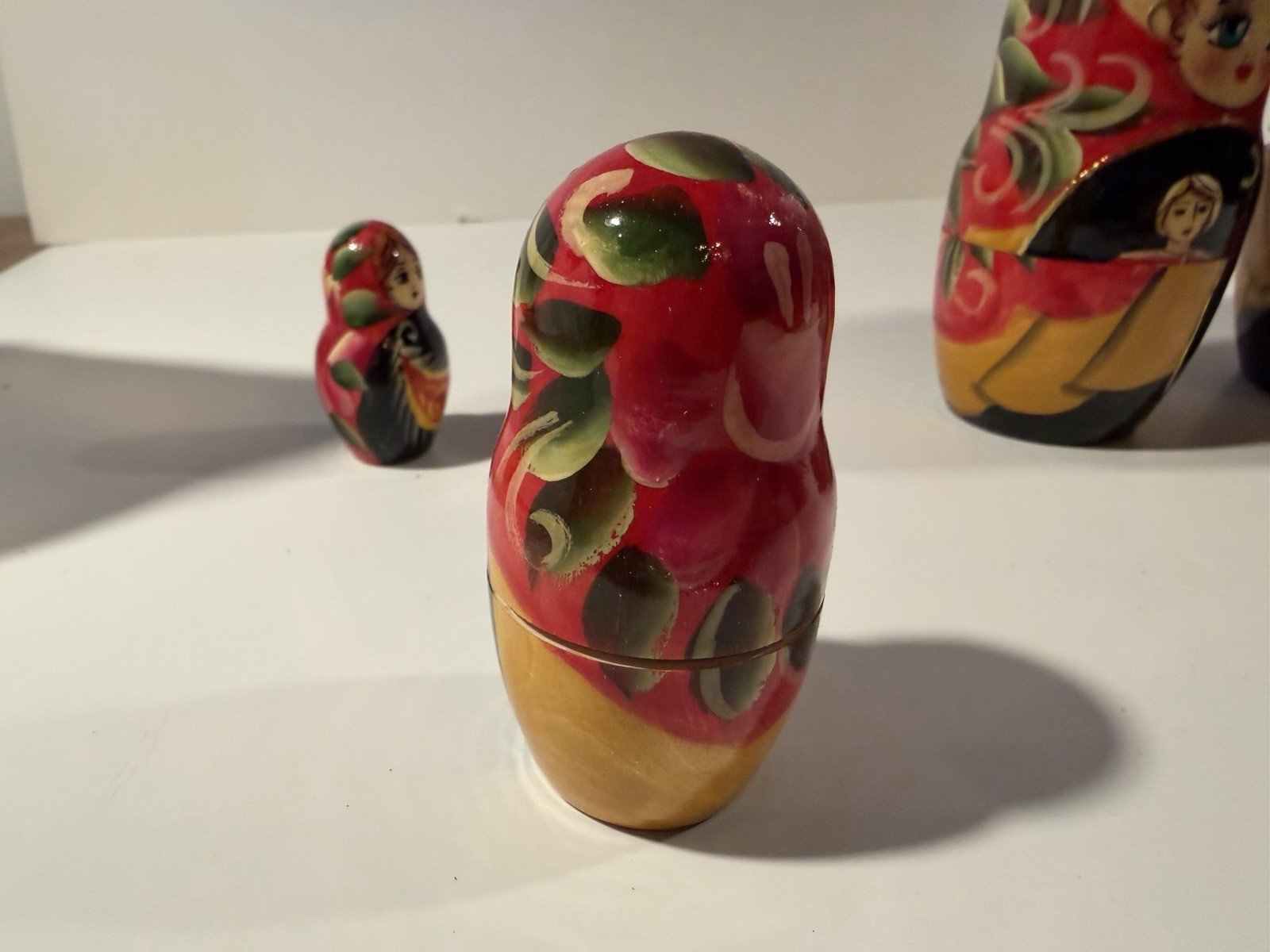 Hand Painted Wooden Matryoshka Nesting Dolls 5 Pc 7in Horse Fairytale Folk Art
