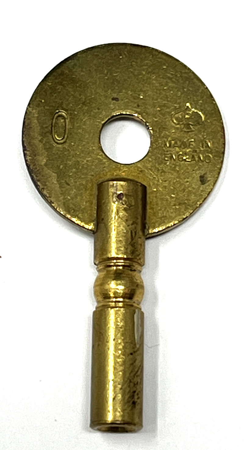Brass Novelty Clock Key. size 0, 2.4 mm. (CM16-8918)