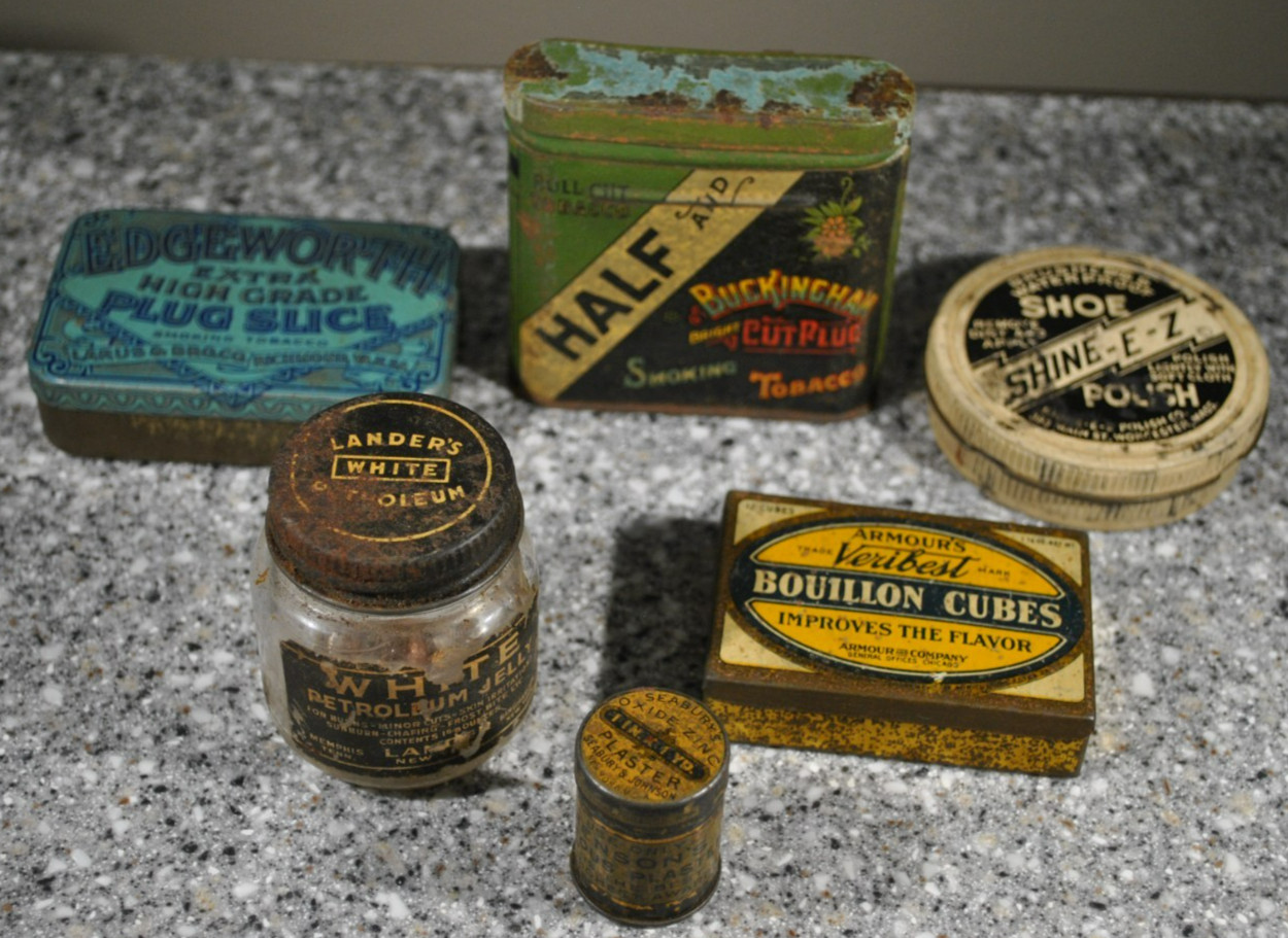 Lot Of 6 Vintage Jars Cans Tins Collectible Empty, Landers, Benson, Edgeworth…
