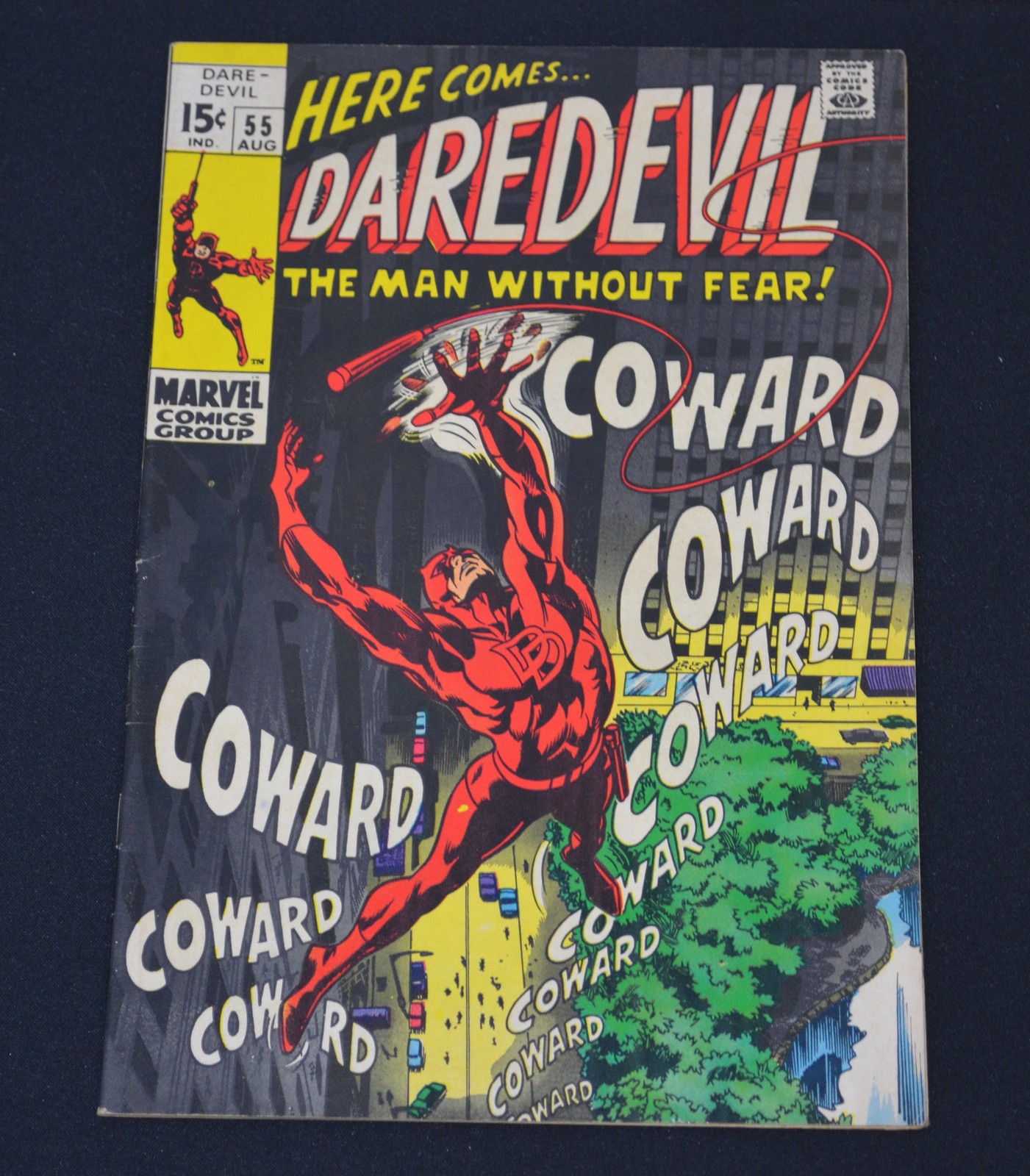 Daredevil #55 Marvel Comics Group Aug 1969 Silver Age Gene Colan Cry Coward! VF+