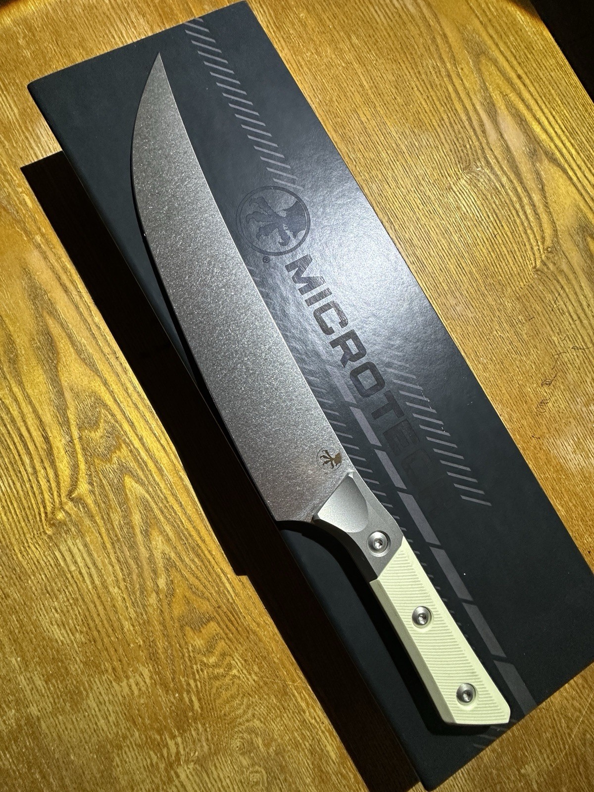 Large Microtech Butcher Knife Bohler M390 Blade Steel Stonewashed With Titanium