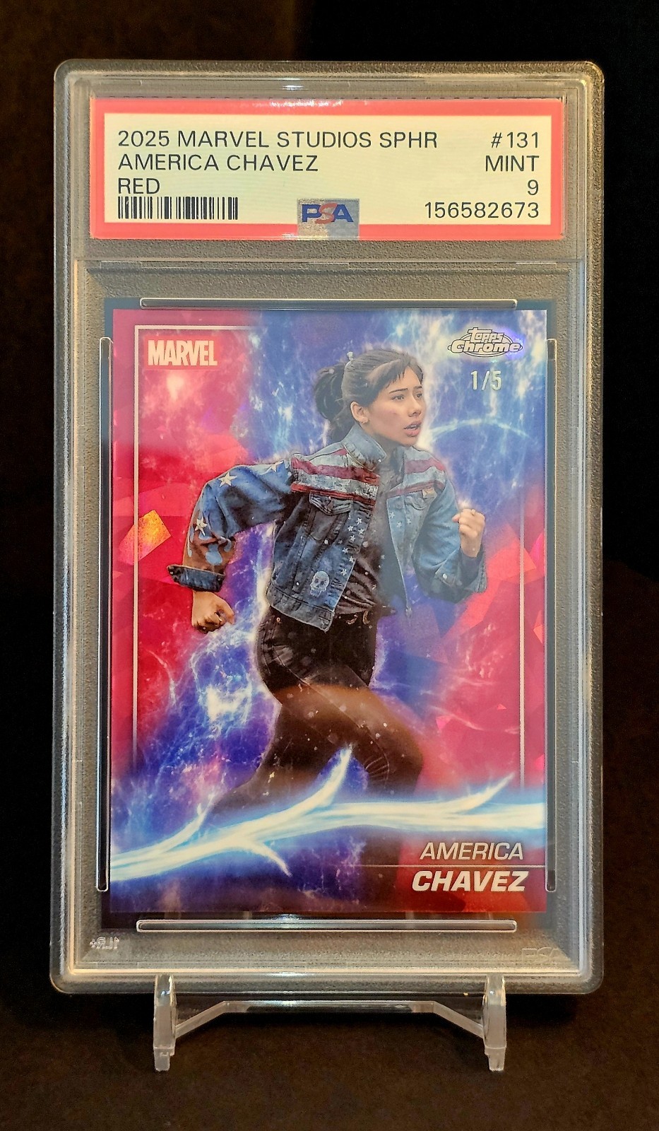 2025 Topps Chrome Marvel Studios PSA 9 ALPHA 1/5 America Chavez Red Sapphire