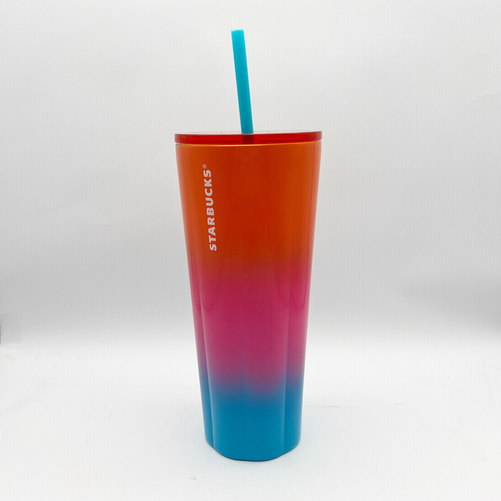 Starbucks Summer 2023 Tumbler Puffy Gradient Pink Orange Blue 24Oz Cold Cup