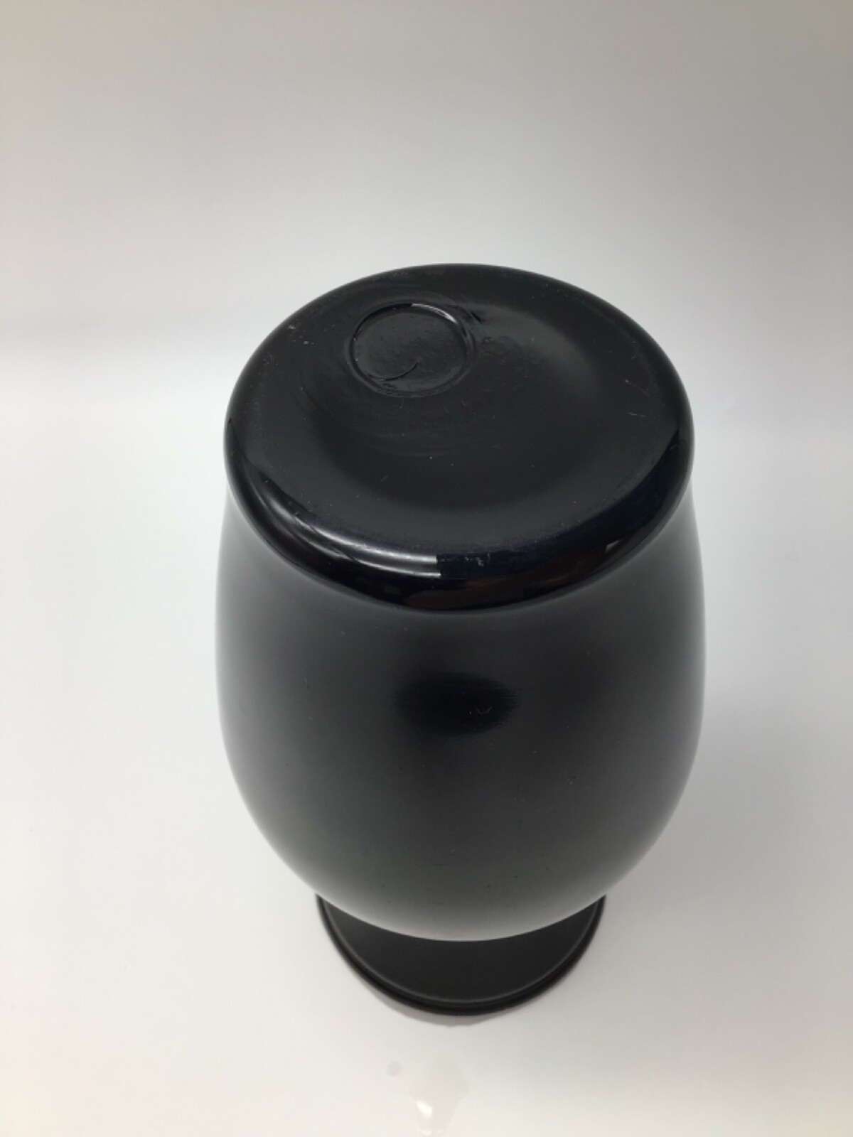 Black/Amethyst Glass Vase Hand Blown Smooth Pontil 7.25 Inches