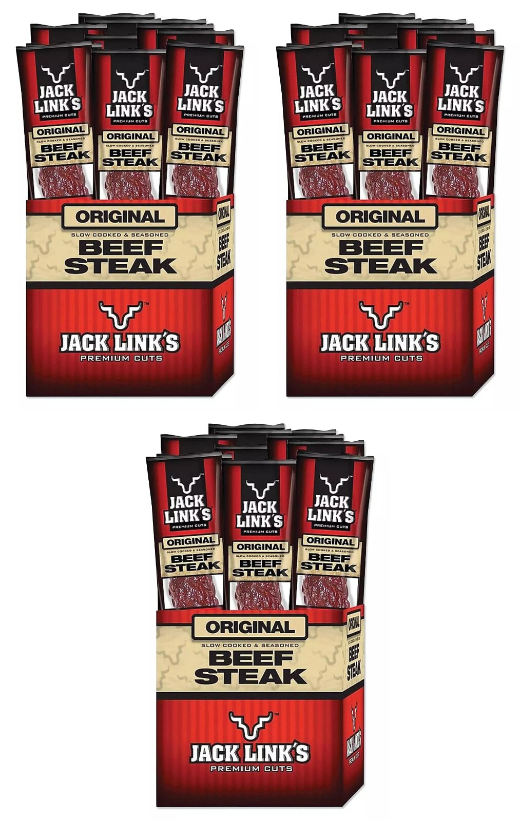 3 PACK – Jack Link’S Beef Steak Original 1 Oz. 12 COUNT/Box