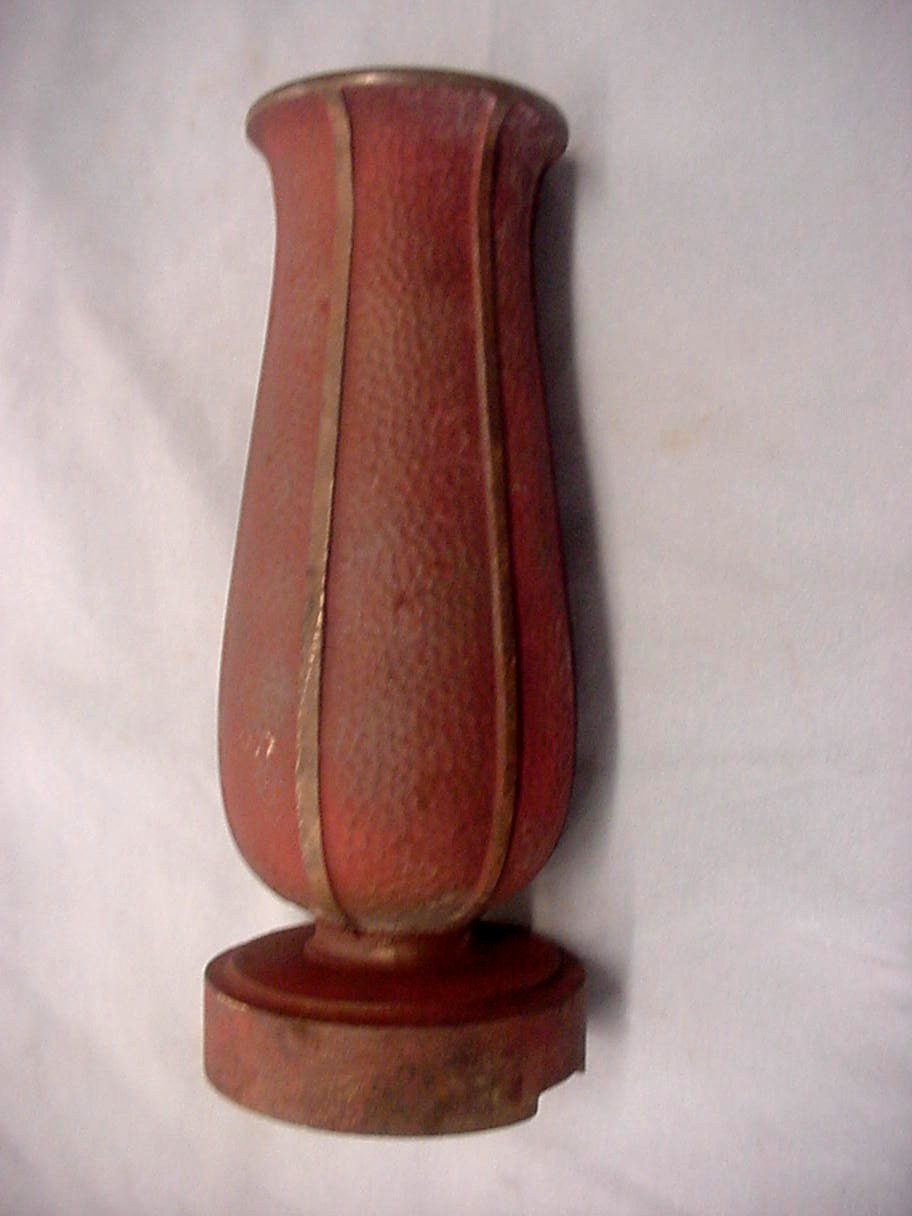 Solid Hammered Bronze Flower Memorial Grave Vase 10″ Tulip Shaped