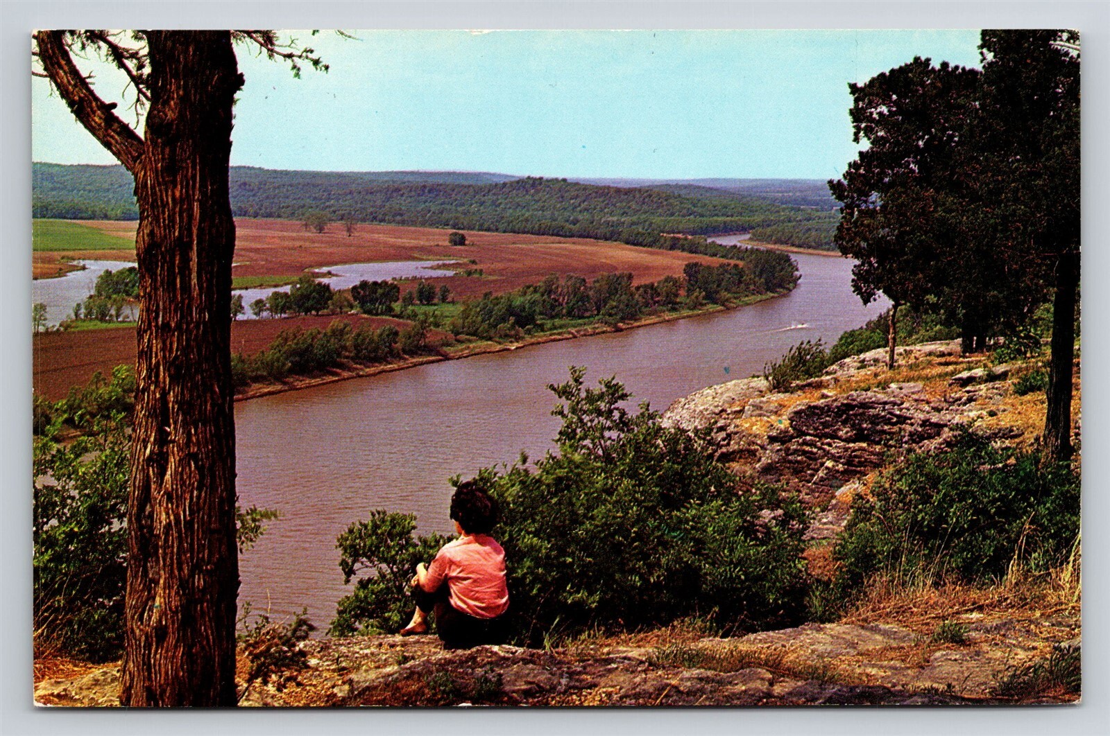 Warsaw MO Kaysinger Bluffs on Osage River Before Flood Control Dam Vtg Postcard
