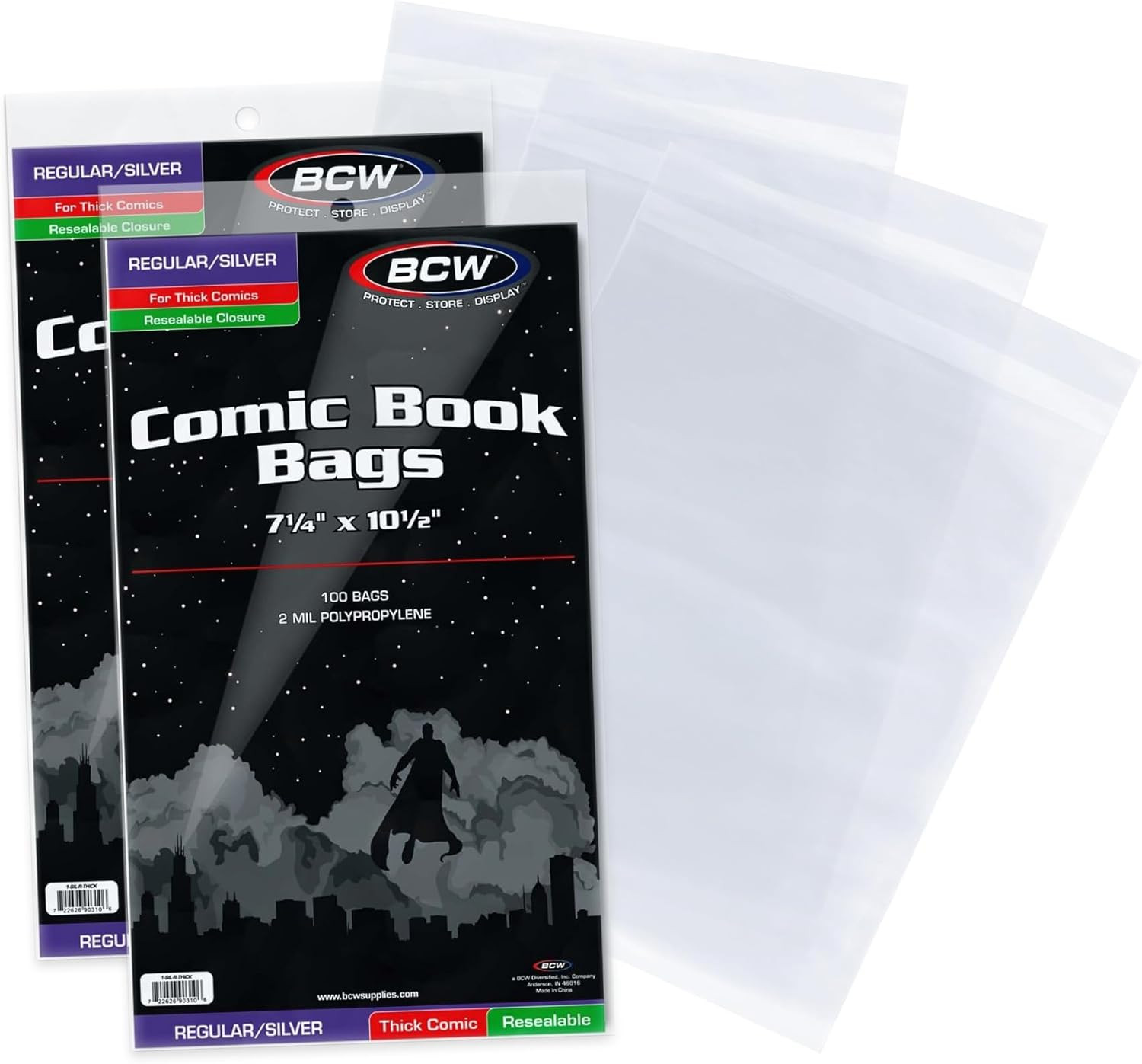 BCW Resealable Thick Silver Age Comic Bags – 200 Ct | Archival Quality, Acid-Fre