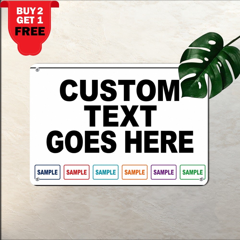 Custom Text Sign Layout Bold Centered Typography Metal Plaque 8×12