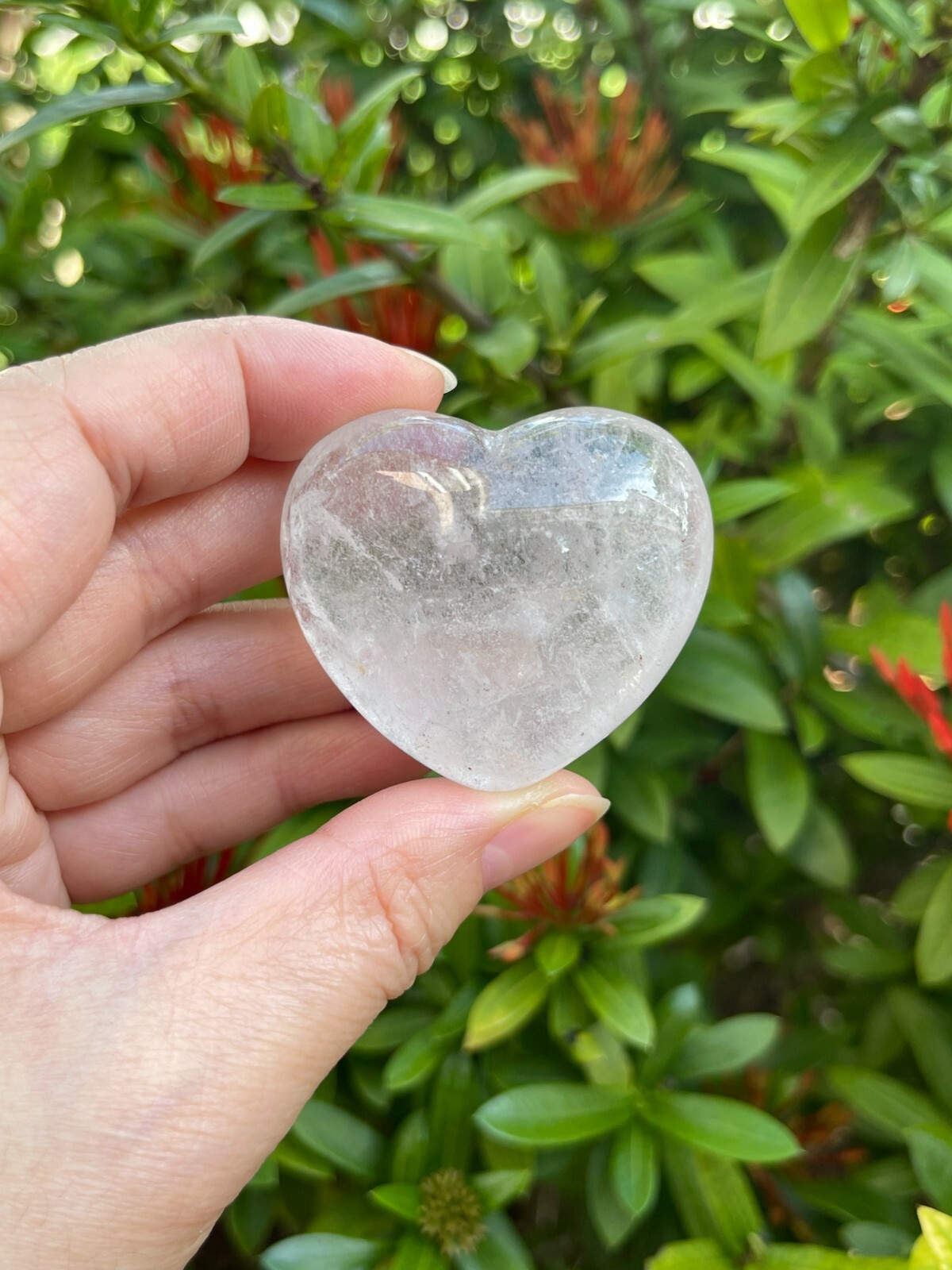 Large Clear Quartz Heart, 1.75″ Crystal Gemstone Puffy Heart, Protection Stones