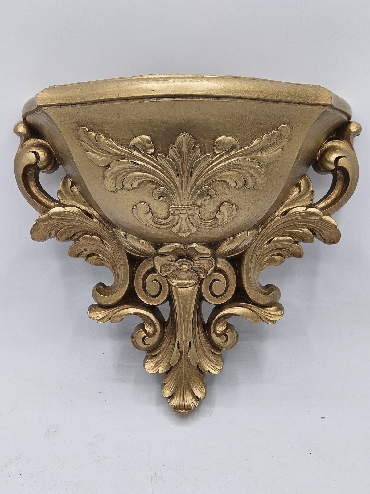Vintage Homco Gold Fleur-de-Lis Wall Pocket Planter Hollywood Regency