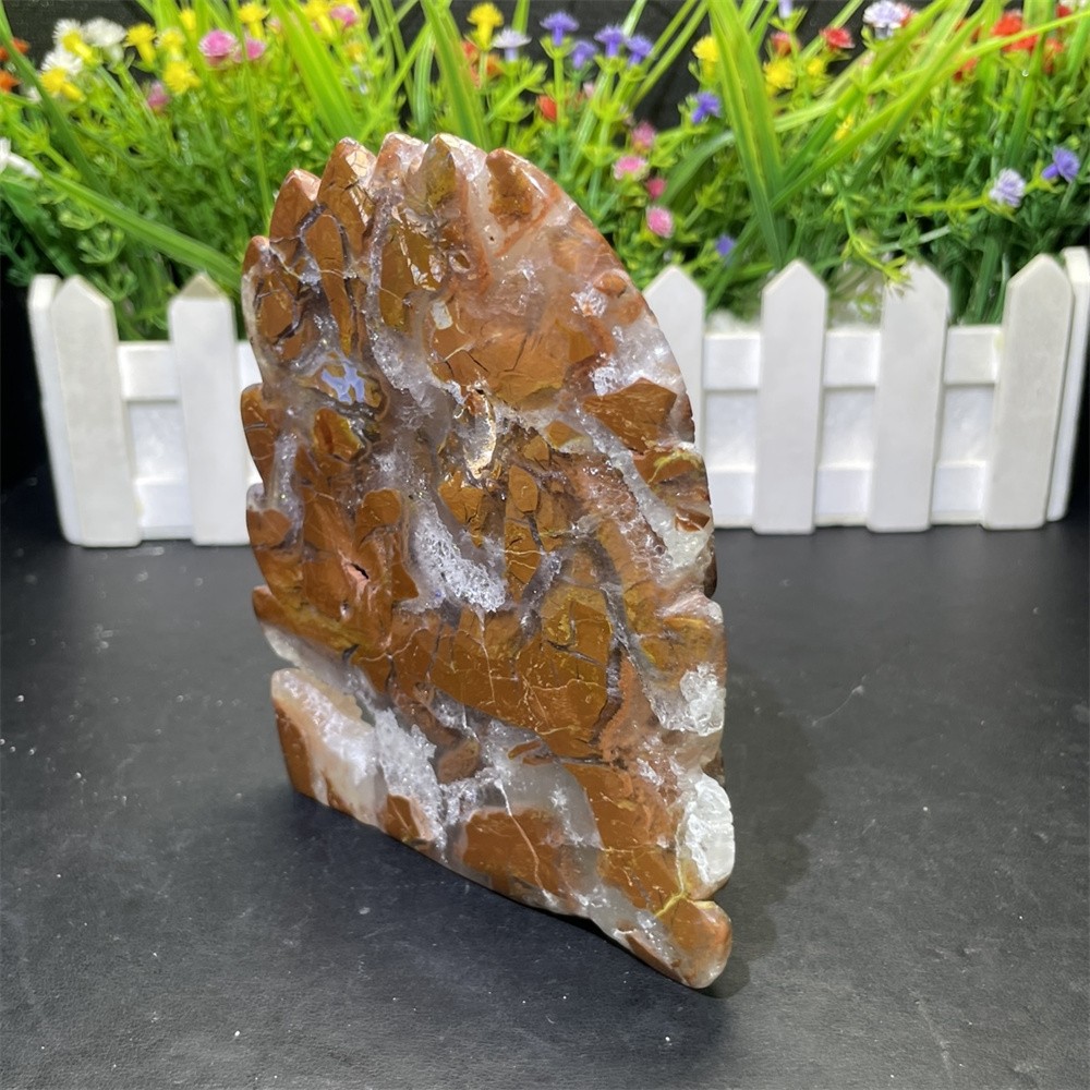 1.4LB 5.1″ Natural Indonesian Agate Chief SkullCarved Crystal Quartz Reiki Decor