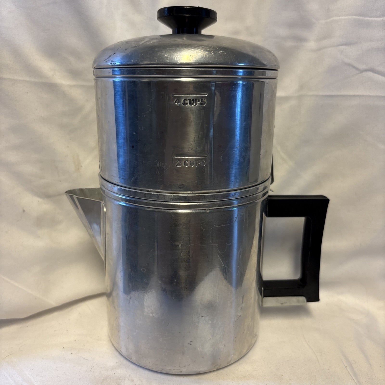 VTG Drip-O-Lator 2-4 Cup Aluminum Coffee Pot Heat Guard Handle Camping