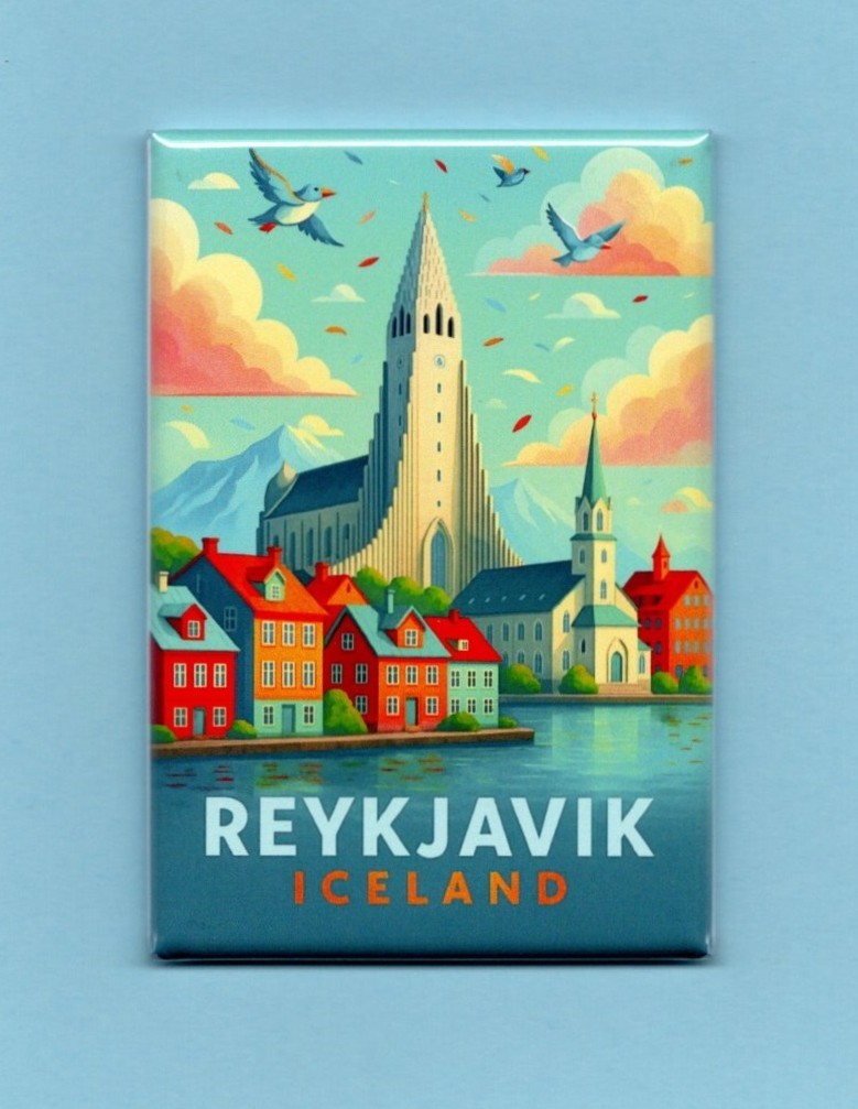 REYKJAVIK ICELAND TRAVEL POSTER PORTRAIT *2X3 FRIDGE MAGNET* COLD VACATION TRIP