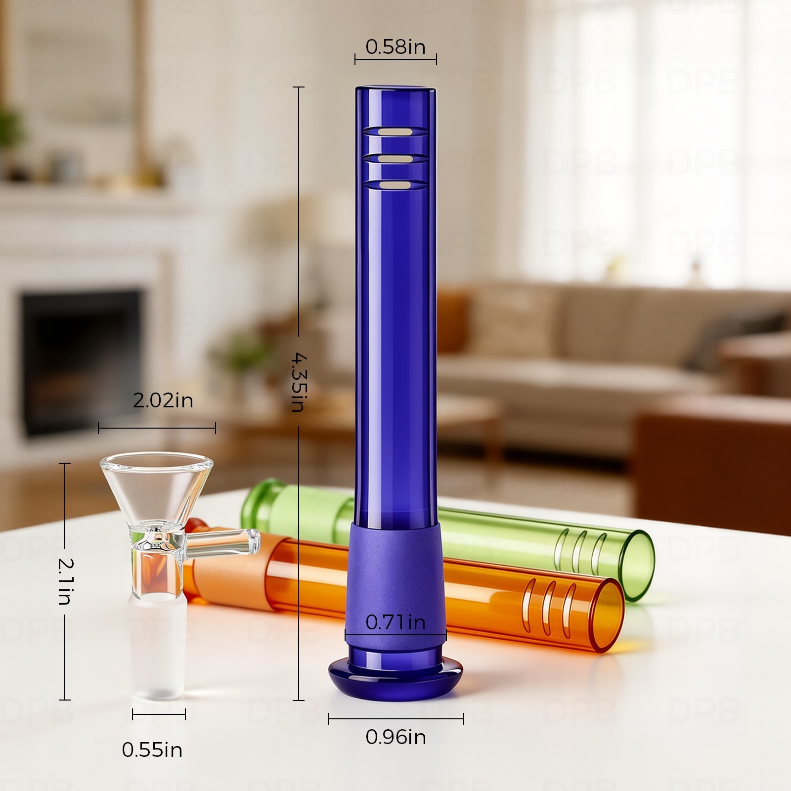 3-Pack 4.3” 14mm Glass Downstem and 14mm Male Bowl Piece for Glass Bong-US SHIP