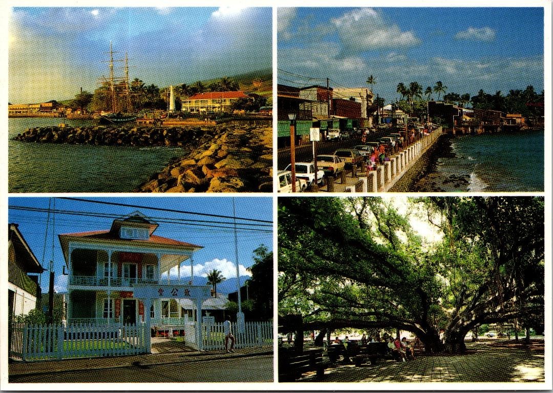 Vintage Old Lahaina Town Maui Banyan Tree Front Street Pioneer Inn Postcard