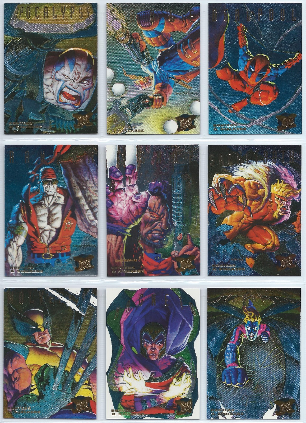 1995 X-Men Fleer Ultra Marvel Hunters & Stalkers Rainbow Gold Silver You Pick