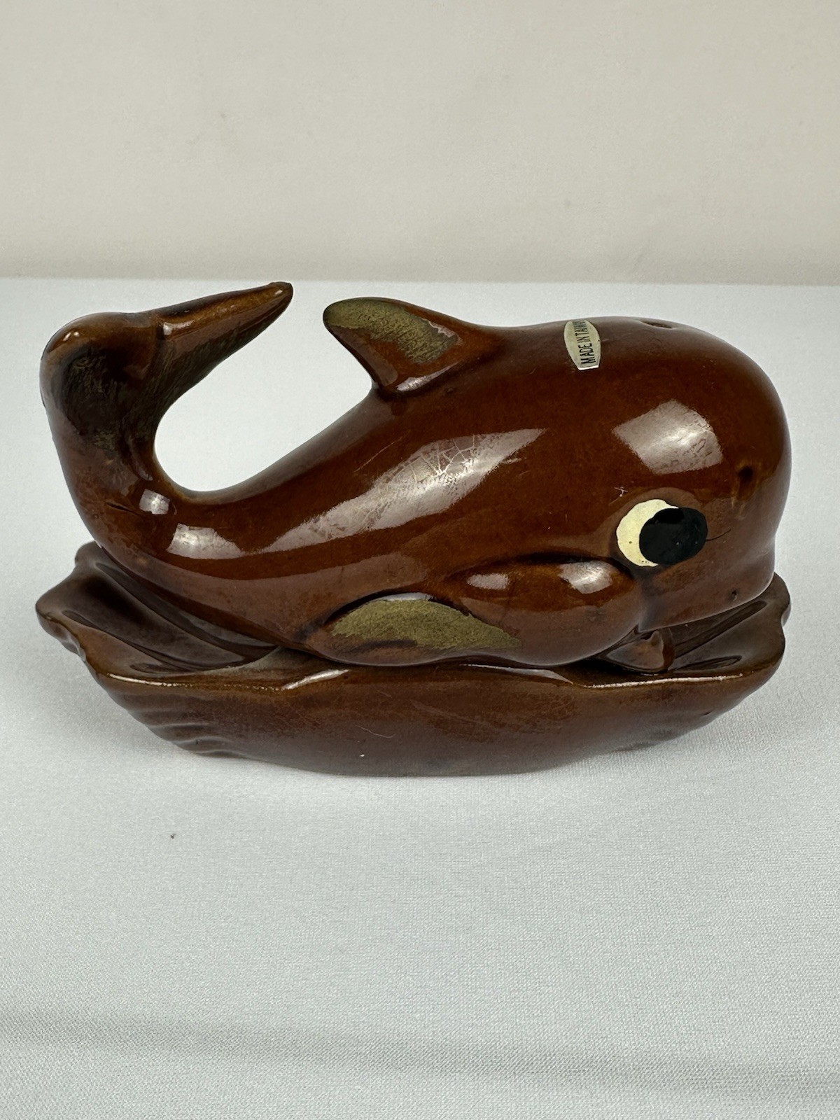 Vintage Ceramic Whale Ash Tray/Trinket Dish/Incense Holder -Blow Hole for Smoke