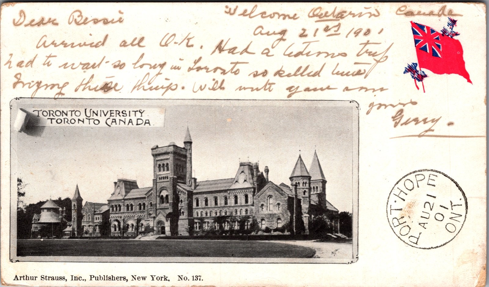 1901 Private Mailing Card University of Toronto Canada Antique Postcard
