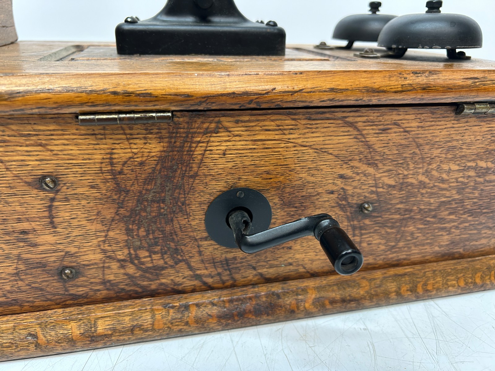 Vtg Antique Hand Crank Wall Telephone Phone Wooden Wood Unbranded As Is