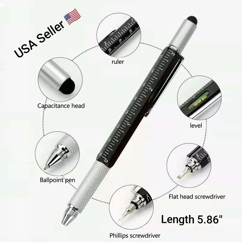 7 in 1 Multifunction Ballpoint Pen with Modern Handheld Tool Measure Technical