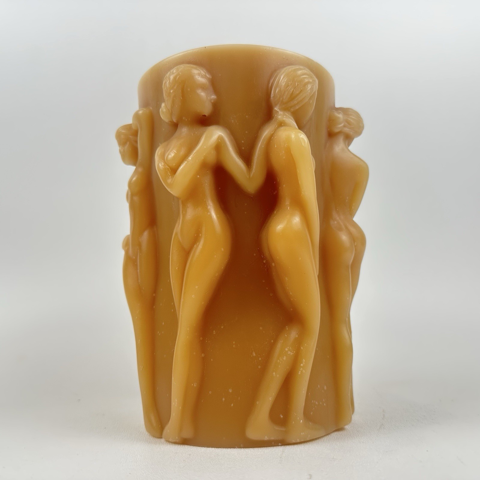 Vintage Wax Candle 3D “Bacchantes” Women Ladies Dancing Together Toffie 8” Love