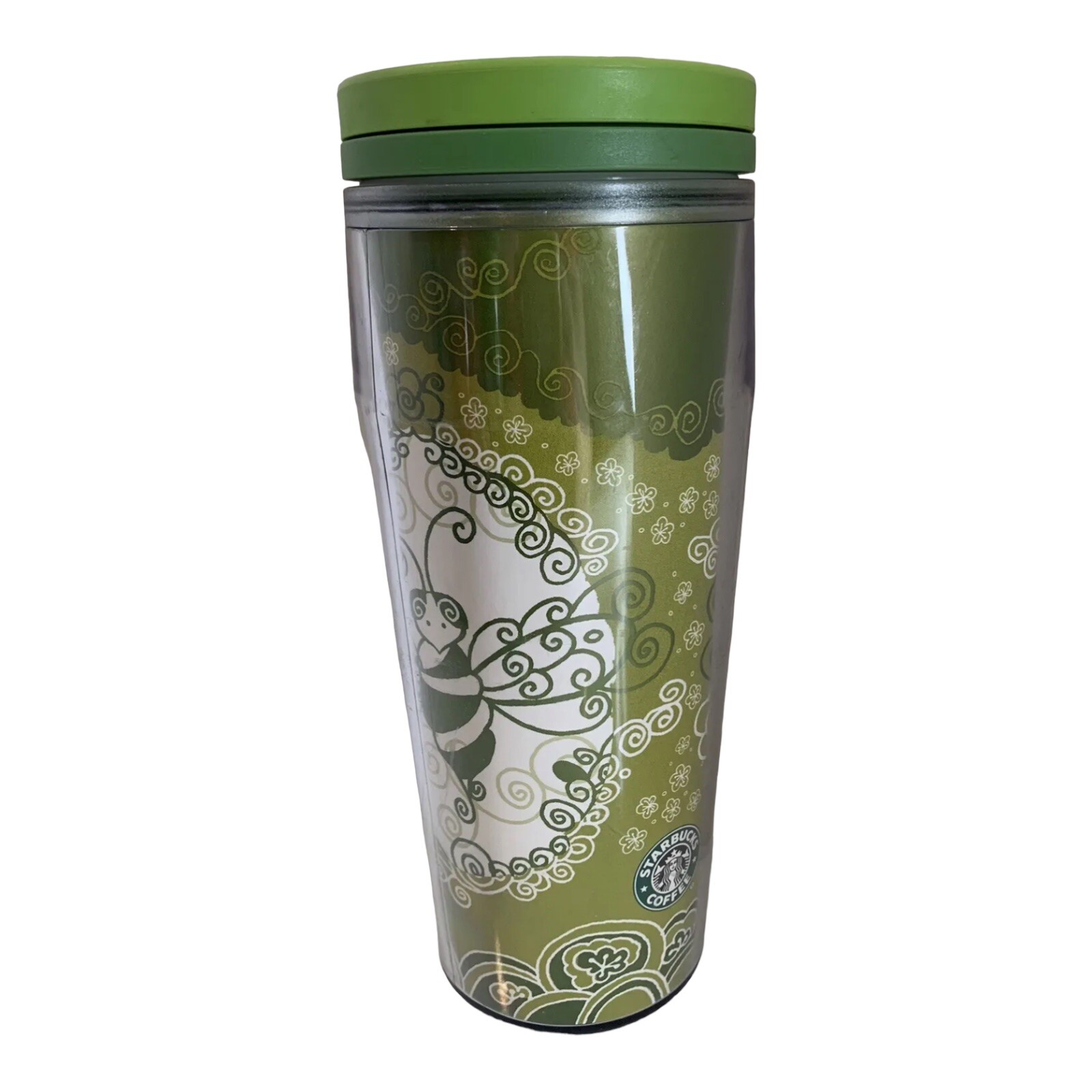 Starbucks 2005 Green Bee Insulated Mug 16 Oz Travel Tumbler