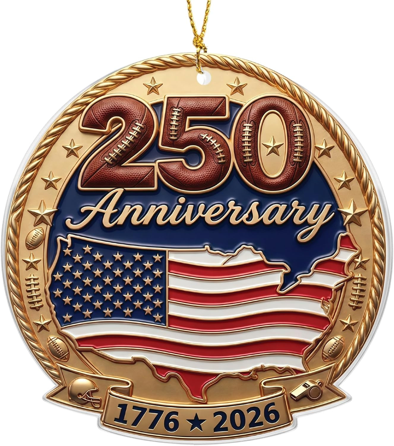 Fourth of July Decorations American Flag Ornament – Flat Acrylic Surface 250Th