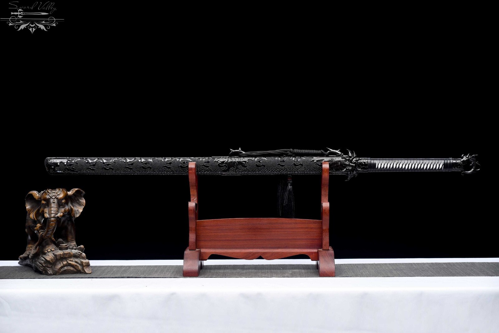 113cm Handmade Katana/Black/High Manganese Steel/Sharpened Sword/Collectible
