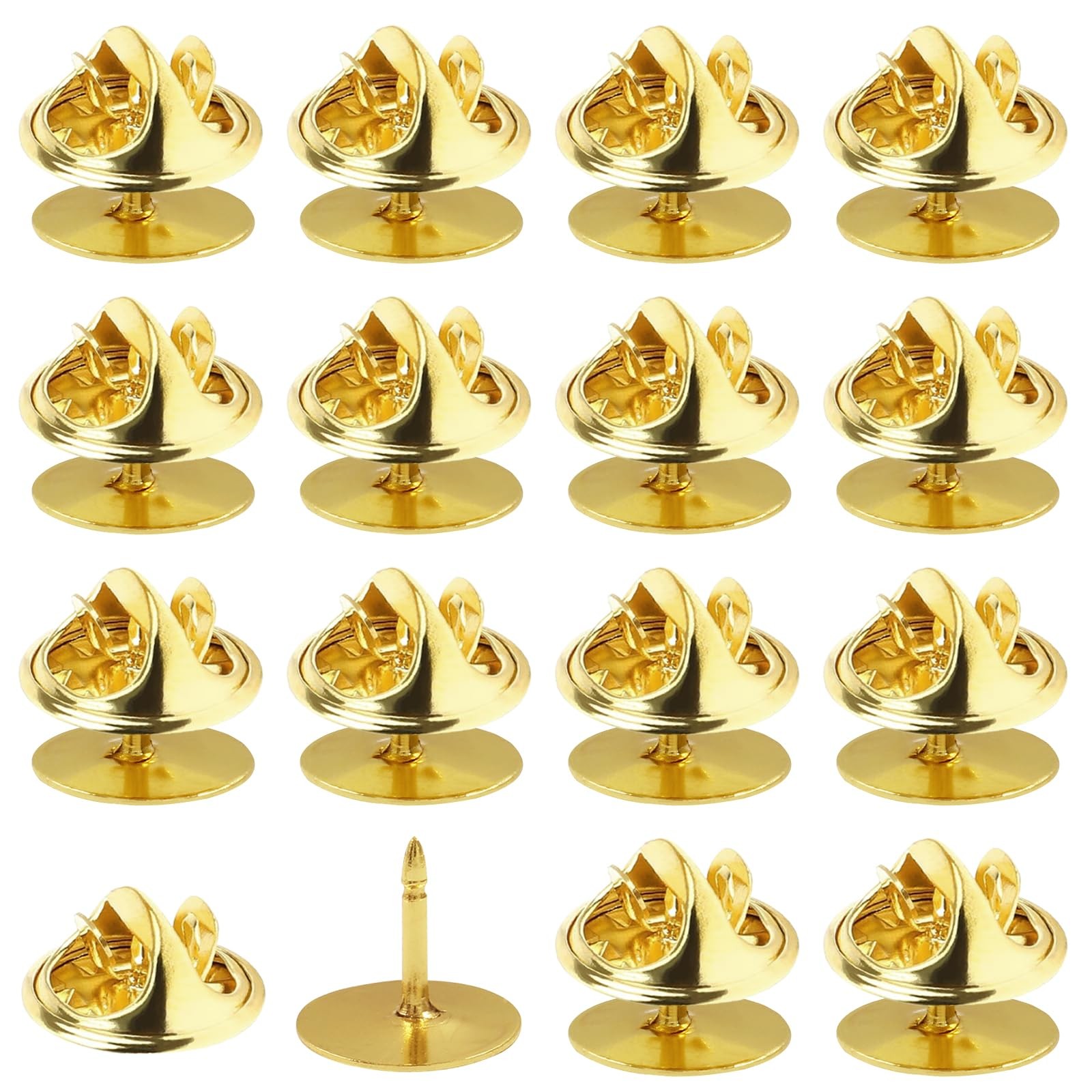 50 Pairs Pin Backs Replacement，Gold Butterfly Tie Tacks, Perfect Blank Pin Keepe